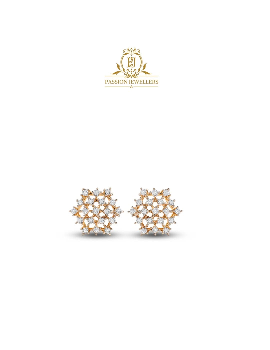 Passion Jewellers cluster stud earrings, flat lay