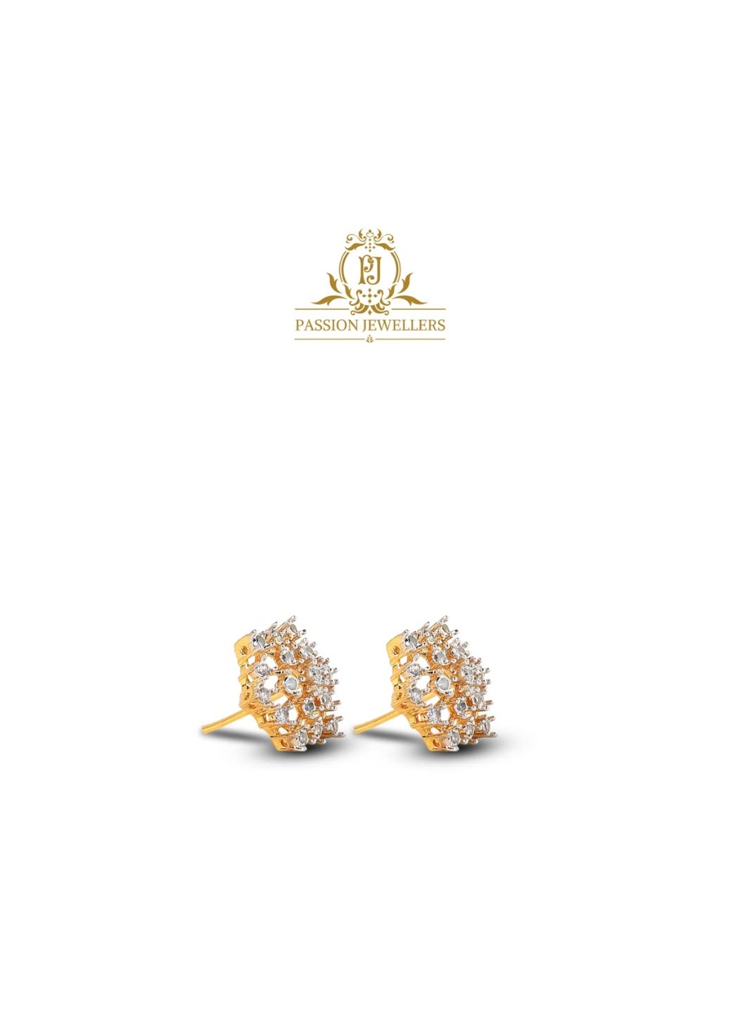 Passion Jewellers pave stud earrings, flat lay